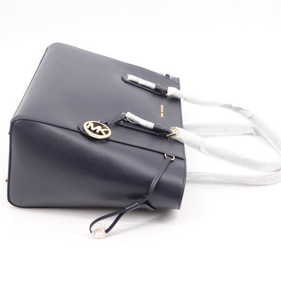 Michael Kors Voyager Leather Tote Shoulder Bag Admiral Blue Navy - Picture 9 of 16